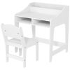 Qaba Kids Desk and Chair Set with Storage and Shelves, for Bedroom & Study Room, Gift for 3-8 Years Old, White