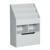 HOMCOM Kids Bookcase and Toy Storage, Gray Multi-Shelf Rack with 2 Bins and Mobile Drawer for Bedroom, Playroom, School