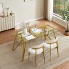 70.9-inch rectangular glass dining table, suitable for 1-8 people, modern style home kitchen dining table, equipped with sturdy metal table legs