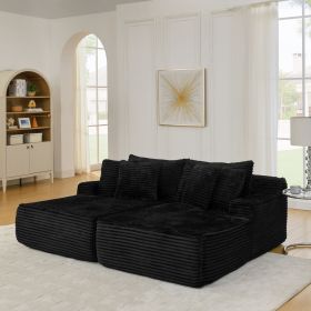 Two-seater lazy sofa lounge chair,Compressed sofa no assembly required, made of velvet fabric, fluffy modern lounge chair