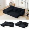 L-Shaped Sectional Couches for Living Room with Memory Foam & Steel Frame - No Assembly Convertible Sofa Bed, Corduroy Fabric Compression Sofa