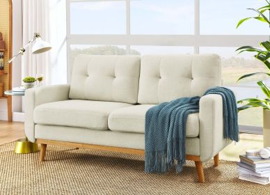 67.7" Wide Mid-Century Modern Upholstered Tufted Loveseat Sofa With Wooden Legs