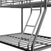 Twin Over Full Metal Bunk Bed, Heavy Duty Metal Bunk Bed Frame, Bunk Bed Twin Over Full with Ladder & Full-Length Guardrail for Teens Adults