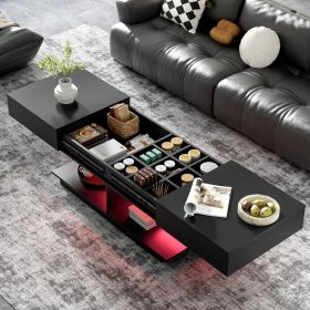 U-Can 41.3''-76.7'' Extendable Coffee Table, Efficient Central Coffee Table with Multiple Storage Compartments