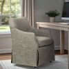 London Upholstered Skirted Dining Arm Chair with Hidden Casters Grey