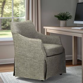 London Upholstered Skirted Dining Arm Chair with Hidden Casters Grey