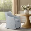 London Upholstered Skirted Dining Arm Chair with Hidden Casters Light Blue