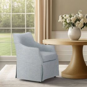 London Upholstered Skirted Dining Arm Chair with Hidden Casters Light Blue