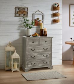Farmhouse 5 Drawers Dresser for Bedroom, Rustic Chest of Drawers with Natural Texture, Vintage Design, Storage Dressers Organizer for Bedroom