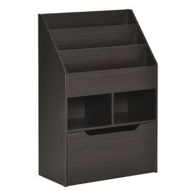 HOMCOM Kids Bookcase, Multi-Shelf Organizer with Mobile Drawer, Brown Storage for Books, Magazines, Toys in Bedroom, Playroom