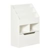 HOMCOM Kids Bookcase and Toy Storage, White Multi-Shelf Organizer with Drawer for Bedroom, Playroom