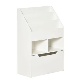 HOMCOM Kids Bookcase and Toy Storage, White Multi-Shelf Organizer with Drawer for Bedroom, Playroom