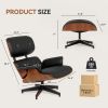 Black Leather Executive Office Chair with Footrest - Swivel Base & Rolling Wheels