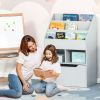 HOMCOM Kids Bookcase and Toy Storage, Gray Multi-Shelf Rack with 2 Bins and Mobile Drawer for Bedroom, Playroom, School