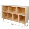 Solid Pine Wood 7-Compartment Storage Cabinet, 45.5"L x 29.1"H Fixed Shelves Organizer for Books/Toys/Home Décor, Modern Wooden Shelf