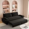 73.2" Queen Pull Out Sofa Bed,3-in-1 Convertible Sleeper Sofa,Multi-Functional Velvet Loveseat Bed,Black(Old Sku:W1885P154641/W1885P214788)