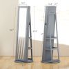 HOMCOM 360° Swivel Jewelry Armoire, Lockable Jewelry Cabinet with Full-Length Mirror, Storage Shelves, Gray