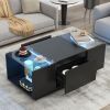 U-Can Led Coffee Table, Modern Center Table with High-Gloss Finish and Glass Tabletop