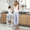 Qaba 2 in 1 Toddler Tower with Safety Rail for Bathroom, Sink, Kitchen or Counter, White