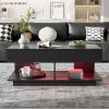 U-Can 41.3''-76.7'' Extendable Coffee Table, Efficient Central Coffee Table with Multiple Storage Compartments