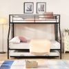 Twin Over Full with trundle Metal Bunk Bed , No Box Spring Needed, Easy Assemble