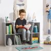 HOMCOM 6-Cube Kids Bookcase with Reading Nook, Toddler Storage Cabinet Shelf with Seat Cushion for Playroom Bedroom, 40.5"x12"x23.5", Gray