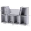HOMCOM 6-Cube Kids Bookcase with Reading Nook, Toddler Storage Cabinet Shelf with Seat Cushion for Playroom Bedroom, 40.5"x12"x23.5", Gray