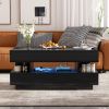 U-Can Lift-Top Coffee Table with 2 Drawers, Modern Coffee Table with Adequate Hidden Compartment