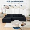 L-Shaped Sectional Couches for Living Room with Memory Foam & Steel Frame - No Assembly Convertible Sofa Bed, Corduroy Fabric Compression Sofa