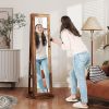 HOMCOM 360° Swivel Jewelry Armoire, Lockable Jewelry Cabinet with Full-Length Mirror, Storage Shelves, Rustic Brown