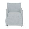 London Upholstered Skirted Dining Arm Chair with Hidden Casters Light Blue