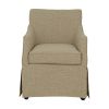 London Upholstered Skirted Dining Arm Chair with Hidden Casters Beige