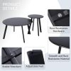27.5 Inch Round Patio Table Black Outdoor Metal Side Table with Four Leg Support Weather Resistant Iron Frame Coffee Bistro Table for Garden Balcony B