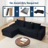 L-Shaped Sectional Couches for Living Room with Memory Foam & Steel Frame - No Assembly Convertible Sofa Bed, Corduroy Fabric Compression Sofa