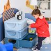 Qaba 3 Tier Kids Toy Storage Organizer with Drawers, Blue, Chest for Bedroom, Kindergarten, Living Room, for Boys and Girls
