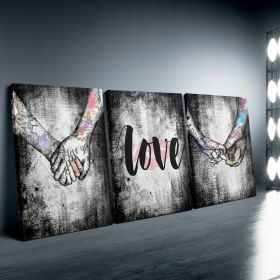 3pcs Canvas Hand In Hand And Love Theme Framed Poster, Creative Wall Art For Bedroom, Office, Living Room, Cafe, Bar, Wall Decor, Home And Dormit (Option: 24X16inch60X40cm)