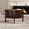 Vintage Round Coffee Table with Storage in 30.3" for Living Room, Mid Century Modern Cocktail Table with Sliding Door