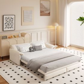 66" Queen Pull Out Sofa Bed, 3-in-1 Convertible Sleeper Sofa with Side Storage,Multi-Functional Velvet Loveseat Bed for Living Room,Bedroom,Apart (Color: as Pic)