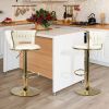 Set of 2 Velvet Bar Stools, Counter Height Stools with Low Back, Gold Swivel Bar Chairs for Kitchen Island, Bar
