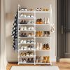 Double Row 9 Tier Shoe Rack with Handles Non Woven Fabric Shoe Organizer with Sturdy Iron Tubes PP Pads and Plastic Connectors Space Saving Closet Sto