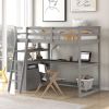 Twin Size Loft Bed with Desk and Shelves;  Two Built-in Drawers