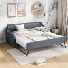 Twin Size Upholstery DayBed with Trundle and USB Charging Design; Trundle can be flat or erected