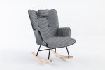 35.5 inch Rocking Chair, Soft Houndstooth Fabric Leather Fabric Rocking Chair for Nursery