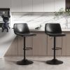 Black Minimalist Bar Stool Set (2 PCS) with Concrete Coffee Counter