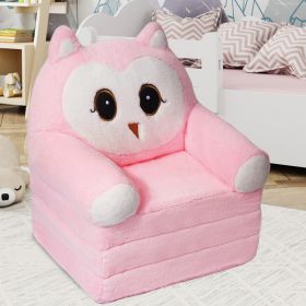 Children's single sofa chair, plush toddler armchair, washable set, cute animal-shaped seat, suitable for any room, reading room, living room (Color: Pink1)
