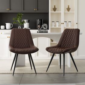 A set of 2 dining bar chairs without armrests is suitable for home, kitchen, dining room, bar and coffee shop (Color: Dark brown)