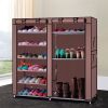 6 Tier Double Row Shoe Rack Organizer with 9 or 12 Compartments Non Woven Fabric Shoe Storage Cabinet Space Saving Shoe Shelf for Entryway Closet Bedr