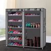 6 Tier Double Row Shoe Rack Organizer with 9 or 12 Compartments Non Woven Fabric Shoe Storage Cabinet Space Saving Shoe Shelf for Entryway Closet Bedr