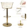 Set of 2 Velvet Bar Stools, Counter Height Stools with Low Back, Gold Swivel Bar Chairs for Kitchen Island, Bar