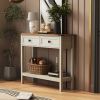 Farmhouse Style Console Table with 2 Drawer and Bottom Storage Shelf for Entryway, Rustic Side Table with Storage Drawer and Shelf for Living room